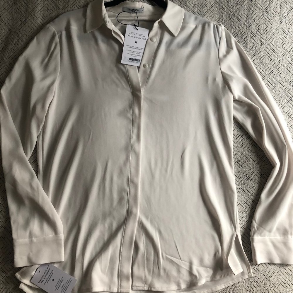 NWT M.M.LaFleur Cream Button Down Shirt - Size 6